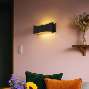 Candeeiro de parede moderno preto com dourado - Plats