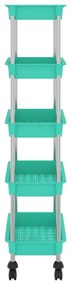 Carrinho cozinha 5 prateleiras ferro/ABS 42x29x128 cm turquesa