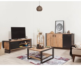 Conjunto de Mobiliário de Sala Cosmo – Pinho Atlântico Preto – Console