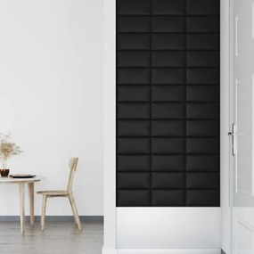 Painel de parede 12 pcs 30x15 cm couro artificial 0,54 m² preto