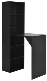 vidaXL Mesa de bar com armário 115x59x200 cm preto