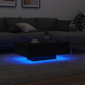 Mesa de Centro vidaXL com Luzes LED Carvalho Preto 85x55x31 cm