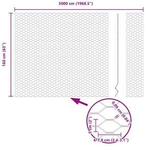 Cerca Hexagonal vidaXL Cinza 1.6x50 m Aço