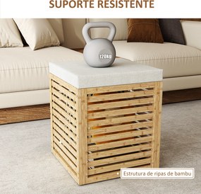 Banco com Arrumação Bergen – 40x40x47 cm – 57,7 L – Cinza e Madeira –