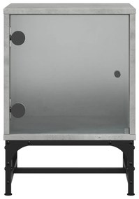 Mesa cabeceira c/ porta vidro 2 pcs 35x37x50cm cinzento cimento