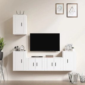 vidaXL Conjunto móveis de TV 5 pcs madeira processada branco