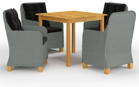 5 pcs conjunto de jantar para jardim cinzento-claro