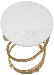 MESA DE APOIO EM MÁRMORE ESPIRAL Ø 27,5X47,5 CM DOURADO E BRANCO