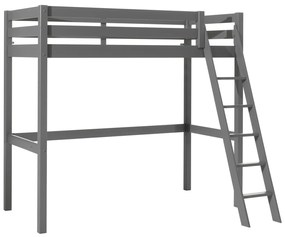 Conjunto Cama alta de Criança PINO 90 x 200 cm + estrado + escada + sofá-cama Cinzenta