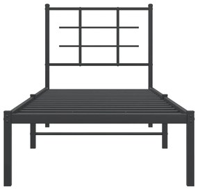 Estrutura de cama com cabeceira 80x200 cm metal preto