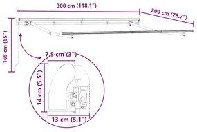 Toldo Retrátil Manual 3x2 m em Metal