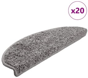 vidaXL Tapetes de escada 20 pcs 65x21x4 cm cinzento
