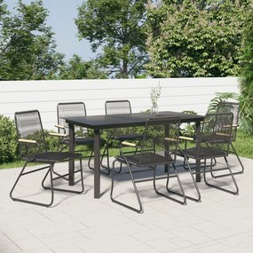 vidaXL 7 pcs conjunto de jantar para jardim vime de PVC preto