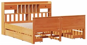 Cama com estante sem colchão 200x200 cm pinho maciço
