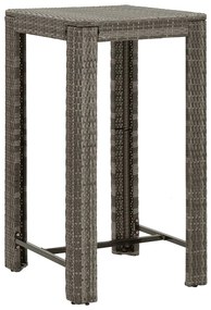 5 pcs conjunto de bar p/ jardim c/ almofadões vime PE cinzento