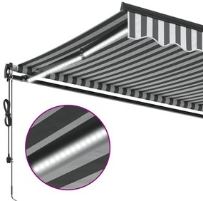 Toldo retrátil automático com LEDs 600x300 cm antracite/branco