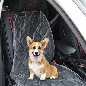 PawHut Capa de Assento Dianteiro de Carro para Cães Protetor Antiderrapante com Fixação e Correia Envolvente para Caminhões Furgões SUV 105x46cm Cinza