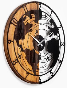 Relógio de Parede Decorativo Mas-041 – Nogueira e Preto – 56 x 3 x 56