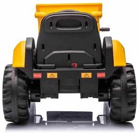 Escavadora eléctrica Crianças 12V Caterpillar licenciado, com Pá Frente, assento individual, cor amarela, entrada USB para leitor de MP3, tração trase