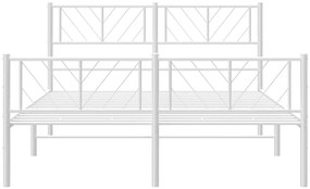 Estrutura de cama com cabeceira e pés 150x200 cm metal branco