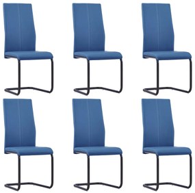 vidaXL Cadeiras de jantar cantilever 6 pcs couro artificial azul