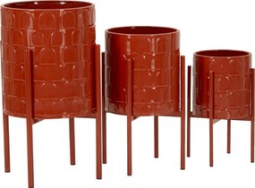 CONJUNTO DE 3 VASOS ARCHY VERMELHO Ø 36X56,5-30X48,5-24X37,5  (PLANTAS NÃO INCLUIDAS)