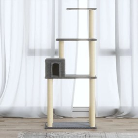 vidaXL Árvore p/ gatos c/ postes arranhadores sisal 147cm cinza-claro