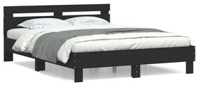 vidaXL Estrutura cama c/ cabeceira 140x190 cm derivados madeira preto