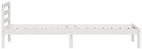 Estrutura de Cama com Cabeceira Branca 80x210 cm Madeira Maciça de Pin