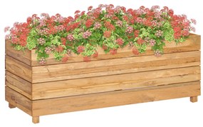 vidaXL Vaso/floreira 100x40x38 cm madeira de teca reciclada e aço
