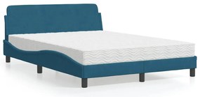 vidaXL Cama com colchão Dover 120x200 cm veludo azul