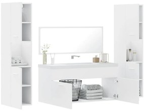 4 pcs conjunto móveis casa de banho derivados de madeira branco
