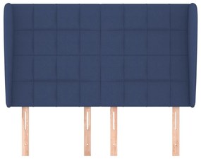 Cabeceira de cama c/ abas tecido 147x23x118/128 cm azul