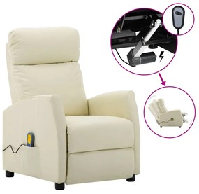 vidaXL Poltrona de massagens elétrica couro artificial cor creme