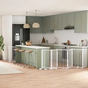 vidaXL Portão p/ cães com porta dobrável 12 painéis 600cm álamo branco