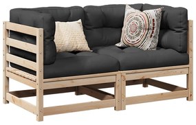 2 pcs conjunto de sofás para jardim madeira de pinho maciça
