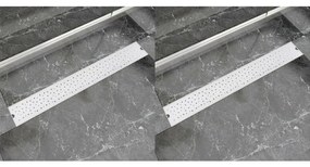 VidaXL Dreno de chuveiro linear 2 pcs bolhas 830x140 mm aço inoxidável