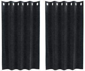 Cortinas Blackout com Ilhós 2 pcs Veludo Preto