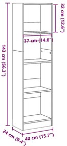 Estante 40x24x143 cm derivados de madeira branco brilhante
