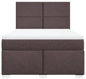 Cama com molas/colchão 140x200 cm tecido castanho-escuro