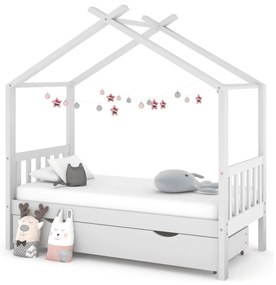 vidaXL Estrutura cama criança c/ gaveta 80x160 cm pinho maciço branco