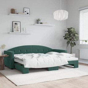 vidaXL Sofá-cama com gavetão 80x200 cm veludo verde-escuro