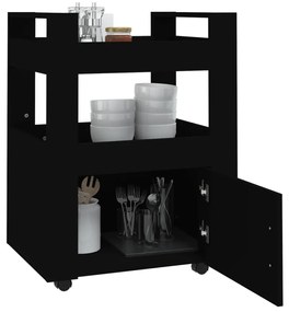 Carrinho de cozinha 60x45x80 cm derivados de madeira preto