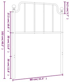 Cabeceira de cama 75 cm metal preto