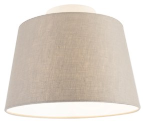Luminária de teto com cúpula de linho taupe 25 cm - Combi branco Country / Rústico