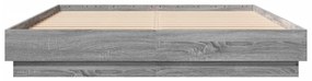 Estrutura de cama com luzes LED 150x200 cm cinzento sonoma