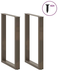 Pés de mesa de bar em forma de U, 2 peças, aço natural, 60x(90-91) cm,