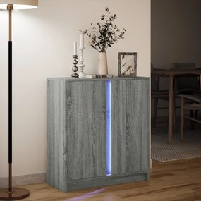 Aparador com luzes LED derivados de madeira cinzento sonoma
