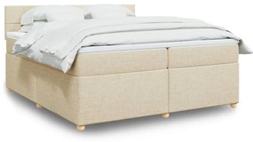 vidaXL Cama com molas/colchão 200x200 cm tecido cor creme