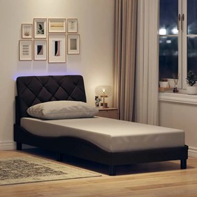 Estrutura de cama com LED sem colchão 90x200 cm tecido